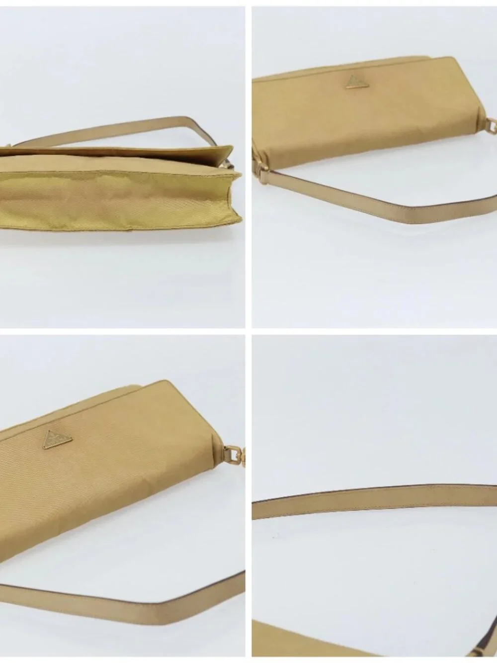 PRADA Shoulder Bag Nylon Beige Gold - Picture 16 of 16